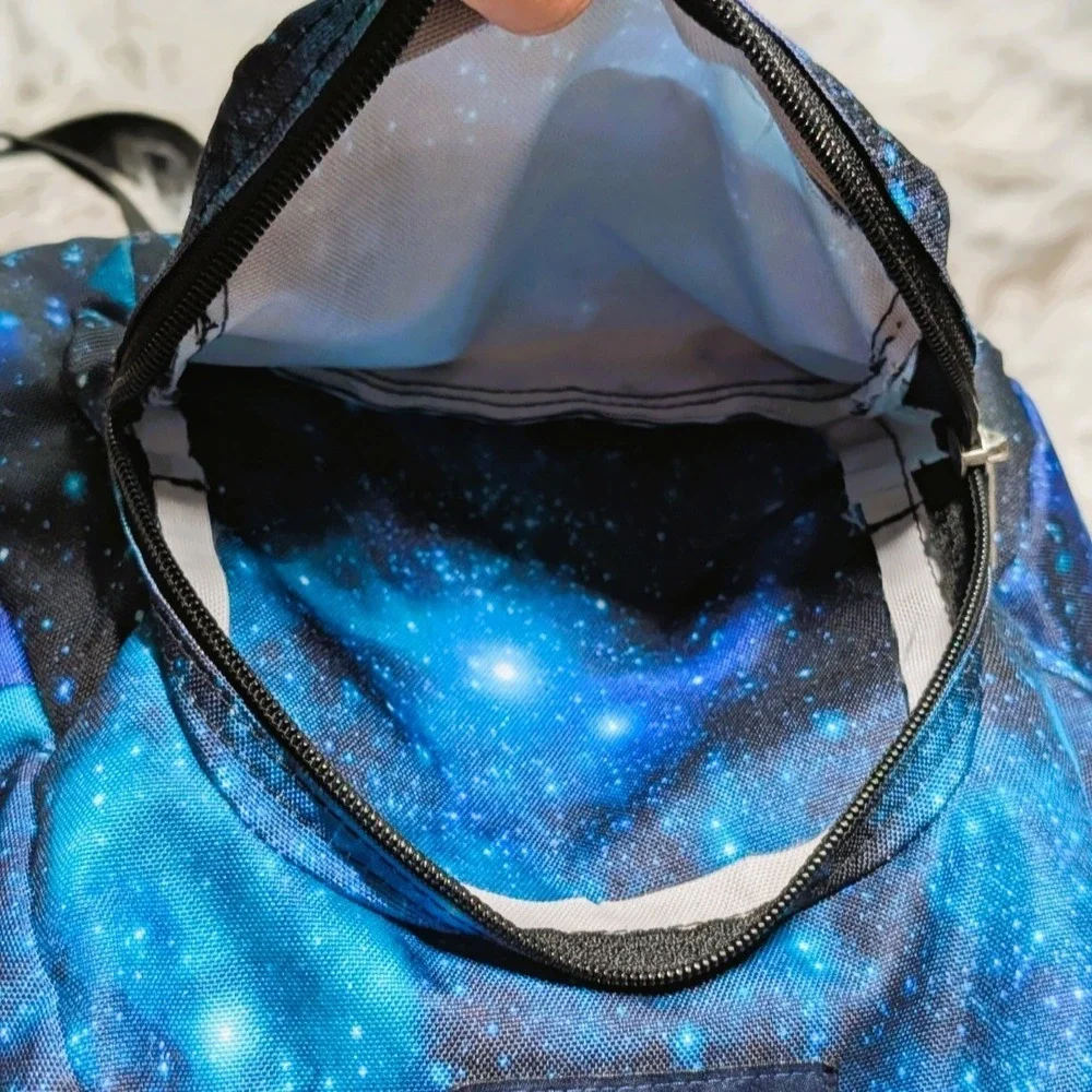JanSport Mini Backpack Blue & Black Galaxy Starfield Print Half Pint